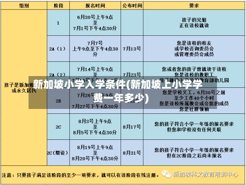 新加坡小学入学条件(新加坡上小学学费一年多少)-第2张图片